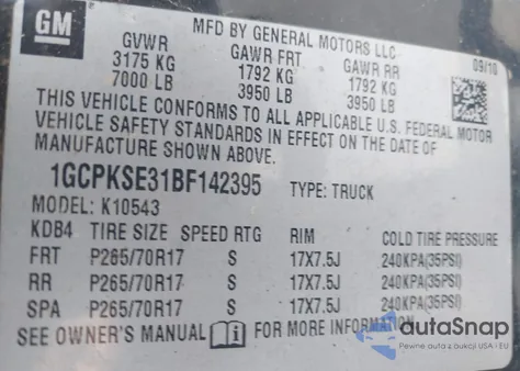 2011 Chevrolet Silverado 1500 Lt from USA, damaged, VIN 1GCPKSE31BF142395